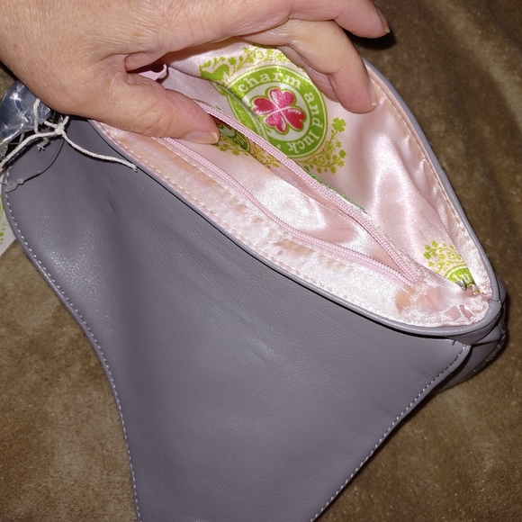 NWT Charm and Luck Purse Clutch Handbag Faux Embossed Croc Gray Gunmetal - Picture 9 of 11